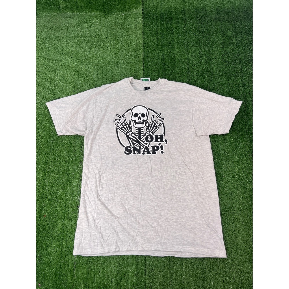Optima Premium Mens Oh Snap Skeleton Graphic T-Shirt Heather Gray XL